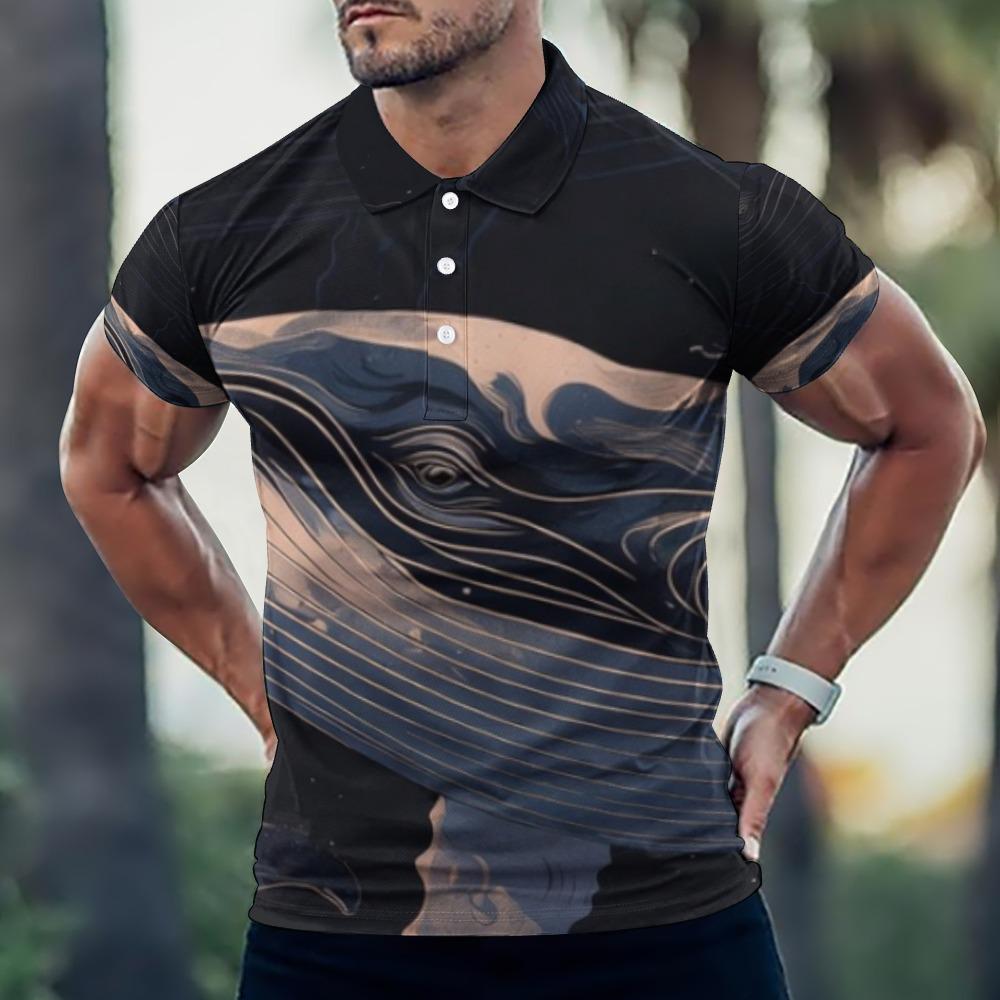 Men’s Whale Art Polo Shirt | Ocean Lover Beach Club Resort Wear