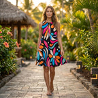 Retro Floral Pocket Mini Dress | Loose A-Line Summer Dress