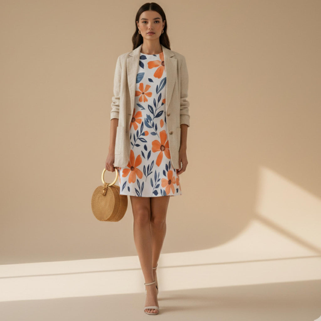Retro Floral A-Line Mini Dress | 60s Pocket Vacation Dress