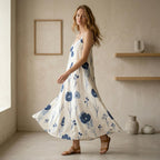 Floral A-Line Maxi Dress | Relaxed Sleeveless Vacation Dress