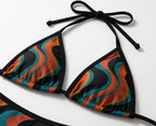 Retro Wave Bikini Set | Contrast Trim Triangle Swimsuit