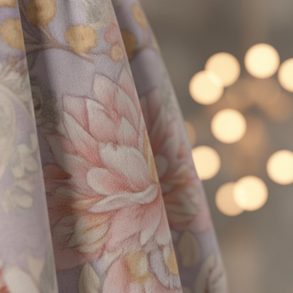 Pastel Baroque Floral Midi Dress | Romantic Garden Party Dress