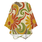 Abstract Floral V-Neck Tunic | Boho Zipper Travel Top