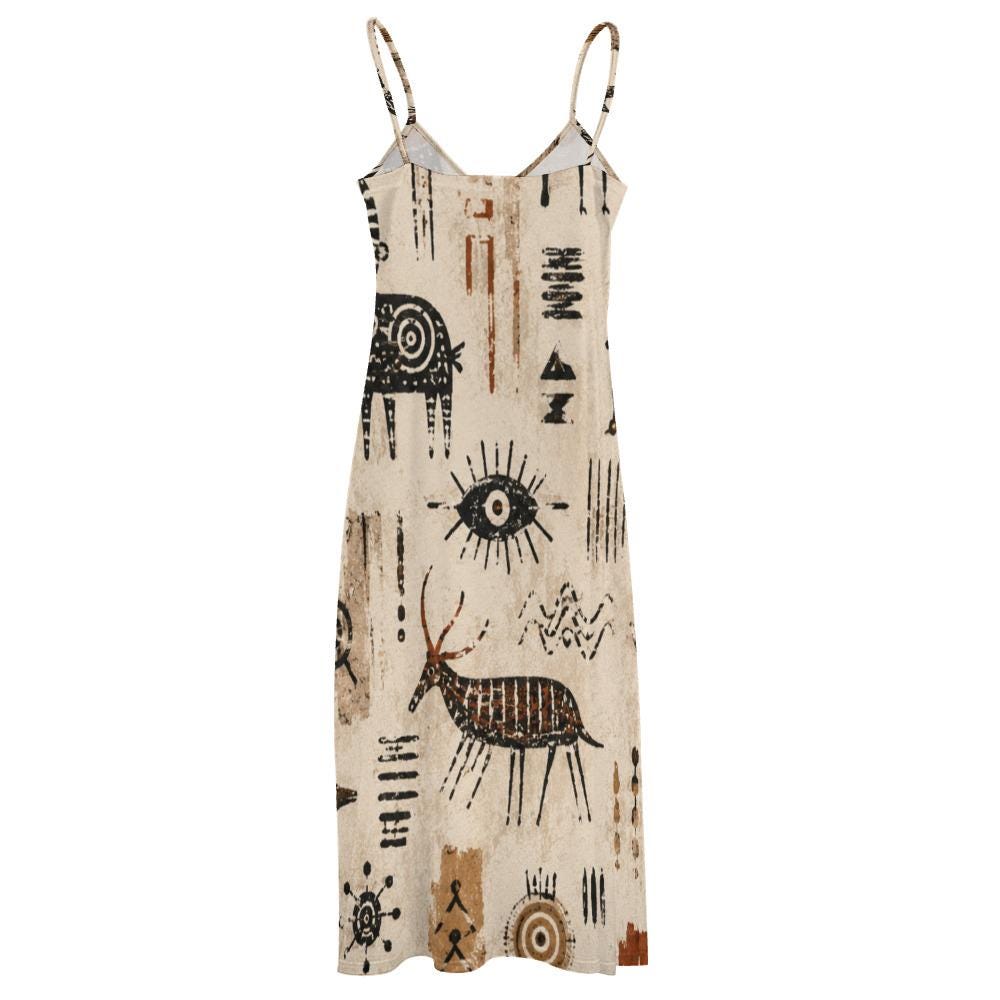Tribal Art Maxi Dress | Earth Tone Boho Resort Sundress