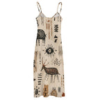 Tribal Art Maxi Dress | Earth Tone Boho Resort Sundress