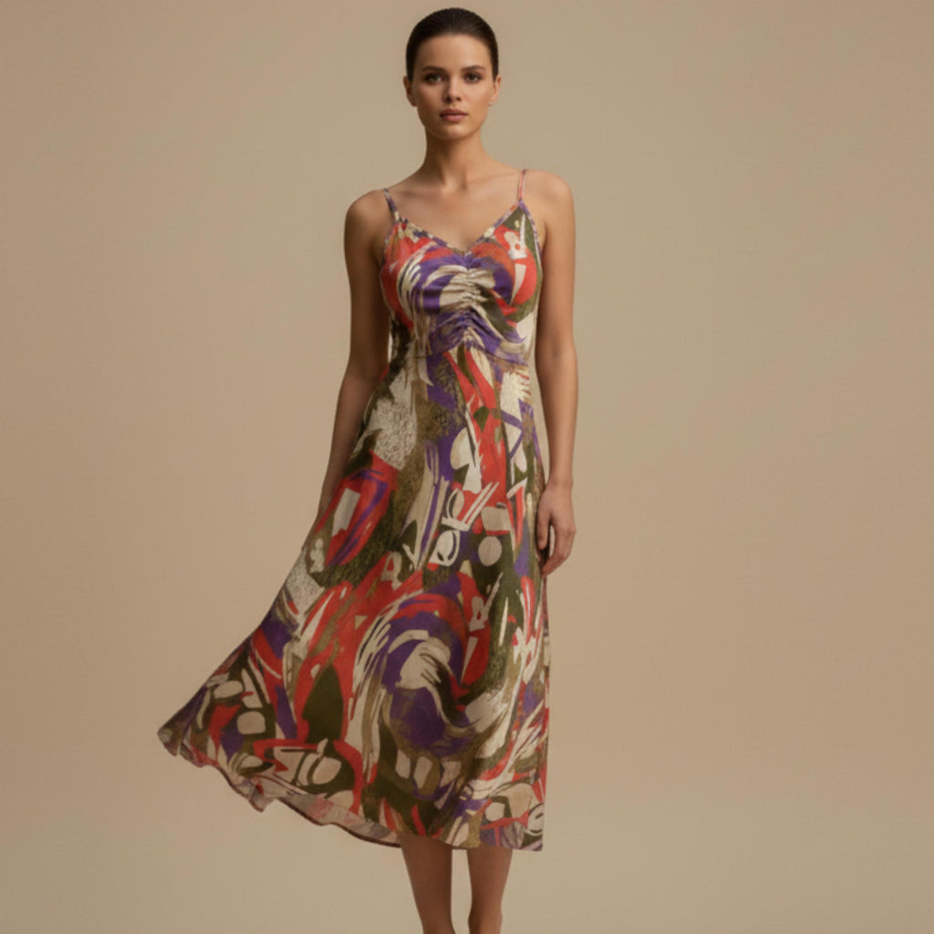 Abstract Swirl A-Line Dress | Colorful Gallery Resort Dress