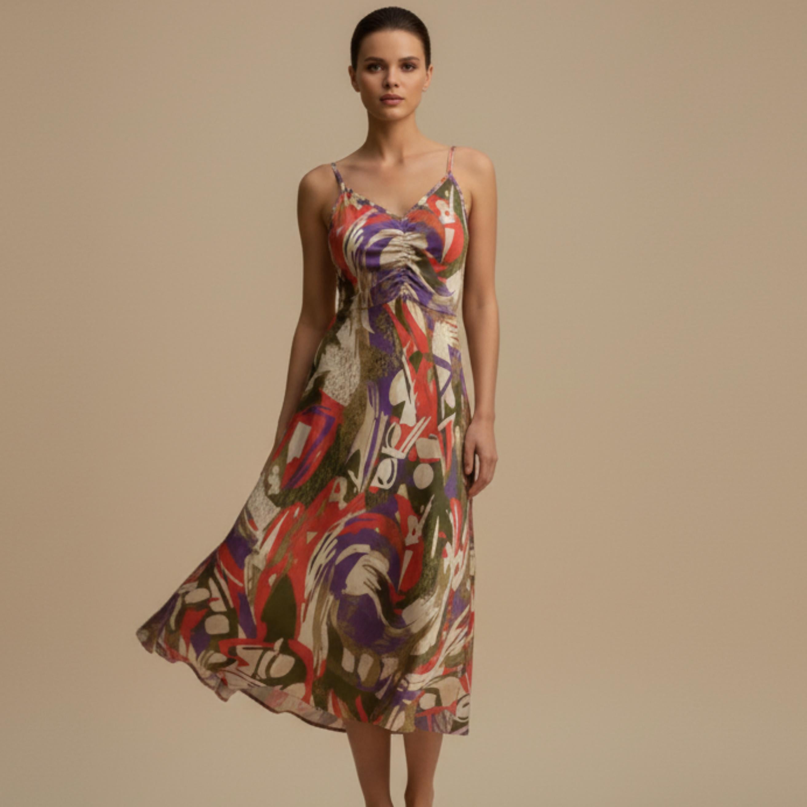 Abstract Swirl A-Line Dress | Colorful Gallery Resort Dress