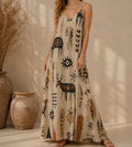 Tribal Art Maxi Dress | Earth Tone Boho Resort Sundress