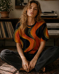 Retro Wave Oversized T-Shirt | 70s Abstract Cotton Tee