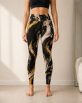 Black Gold Abstract Leggings | High Waist Yoga Pants