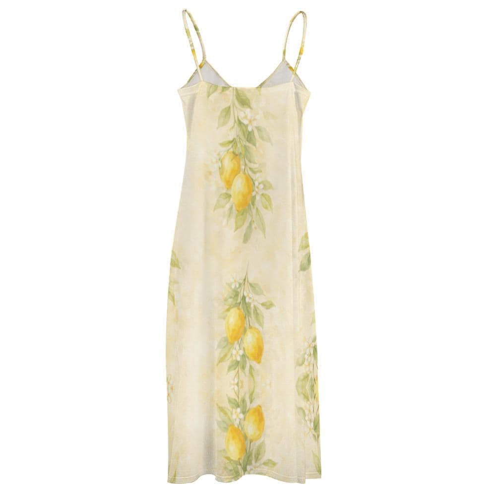 Watercolor Lemon Maxi Dress | Amalfi Spaghetti Strap Sundress