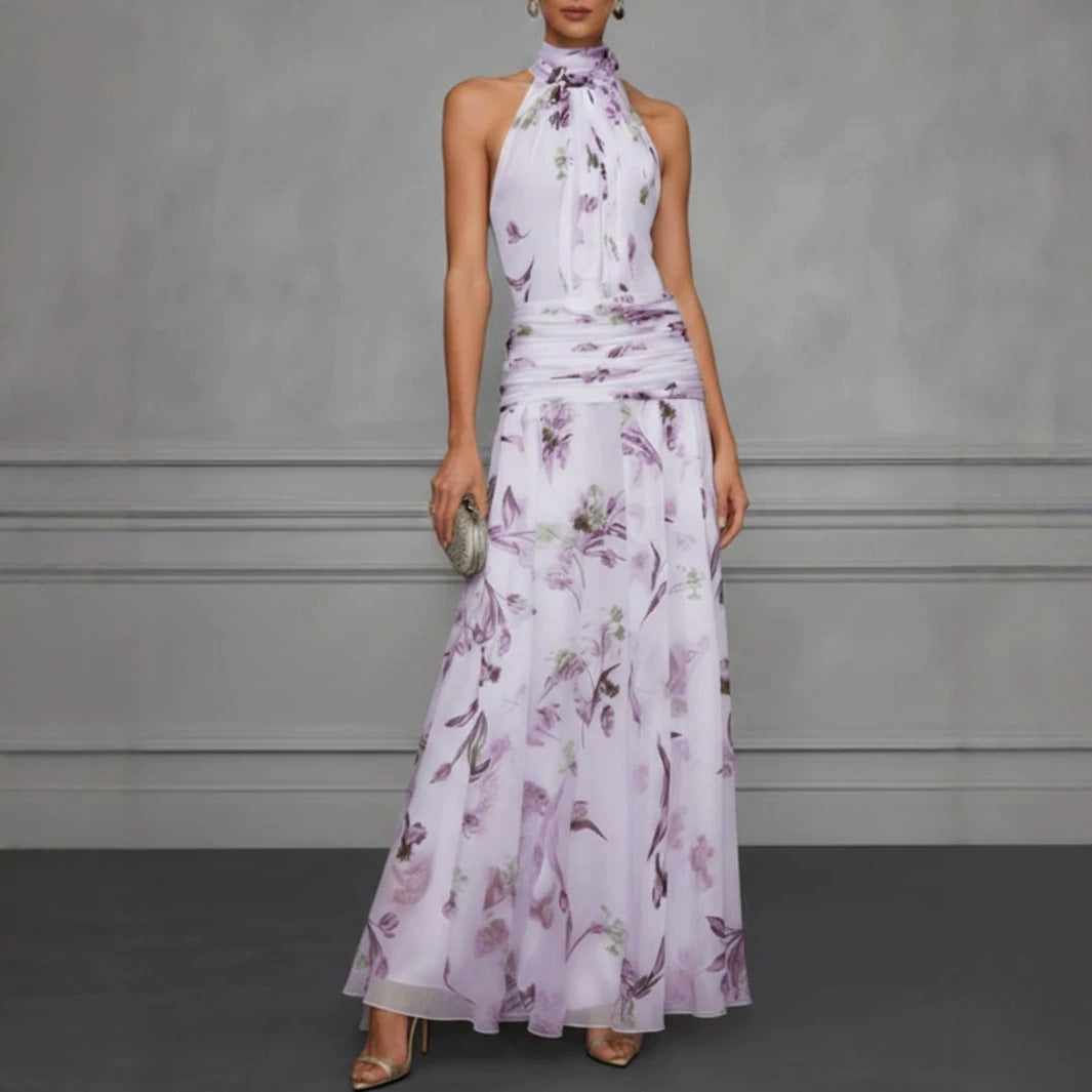 Printed Strapless Sleeveless Maxi Dress