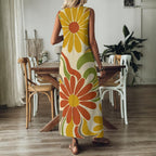 Retro Floral Maxi Dress | Boho Sleeveless Summer Dress