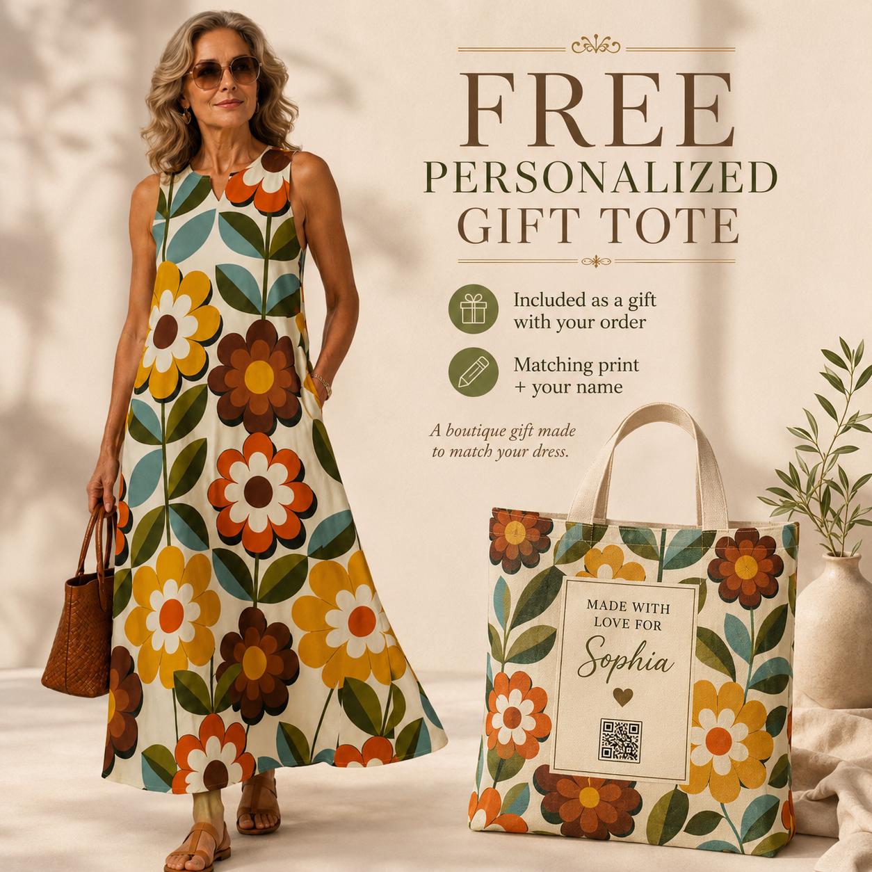 Retro Floral Maxi Dress with Pockets | Vintage Wedding Guest Dress