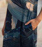 Whale Art A-Line Dress | Coastal Sleeveless Pocket Dress