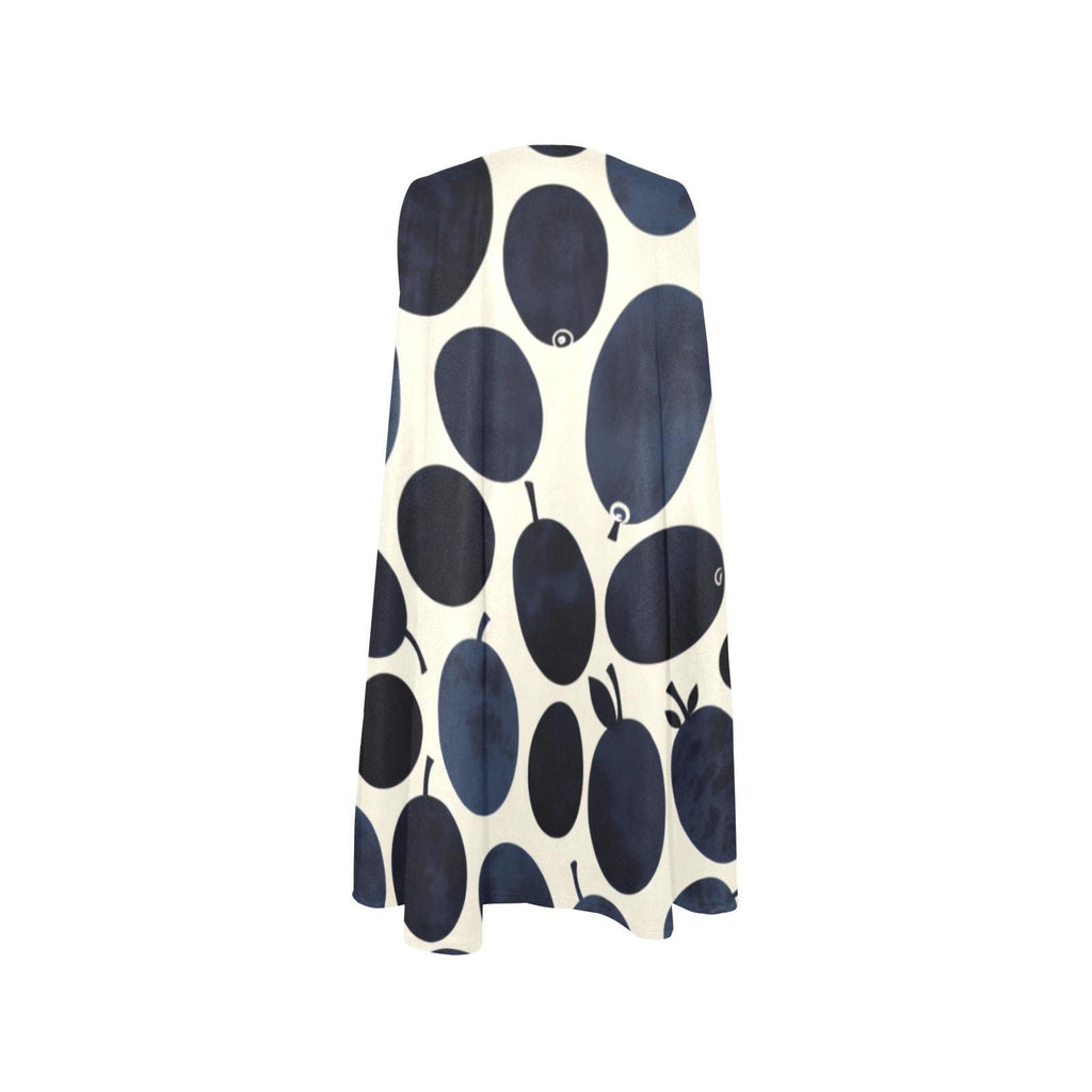 Indigo Olive A-Line Dress | Botanical Art Pocket Midi Dress