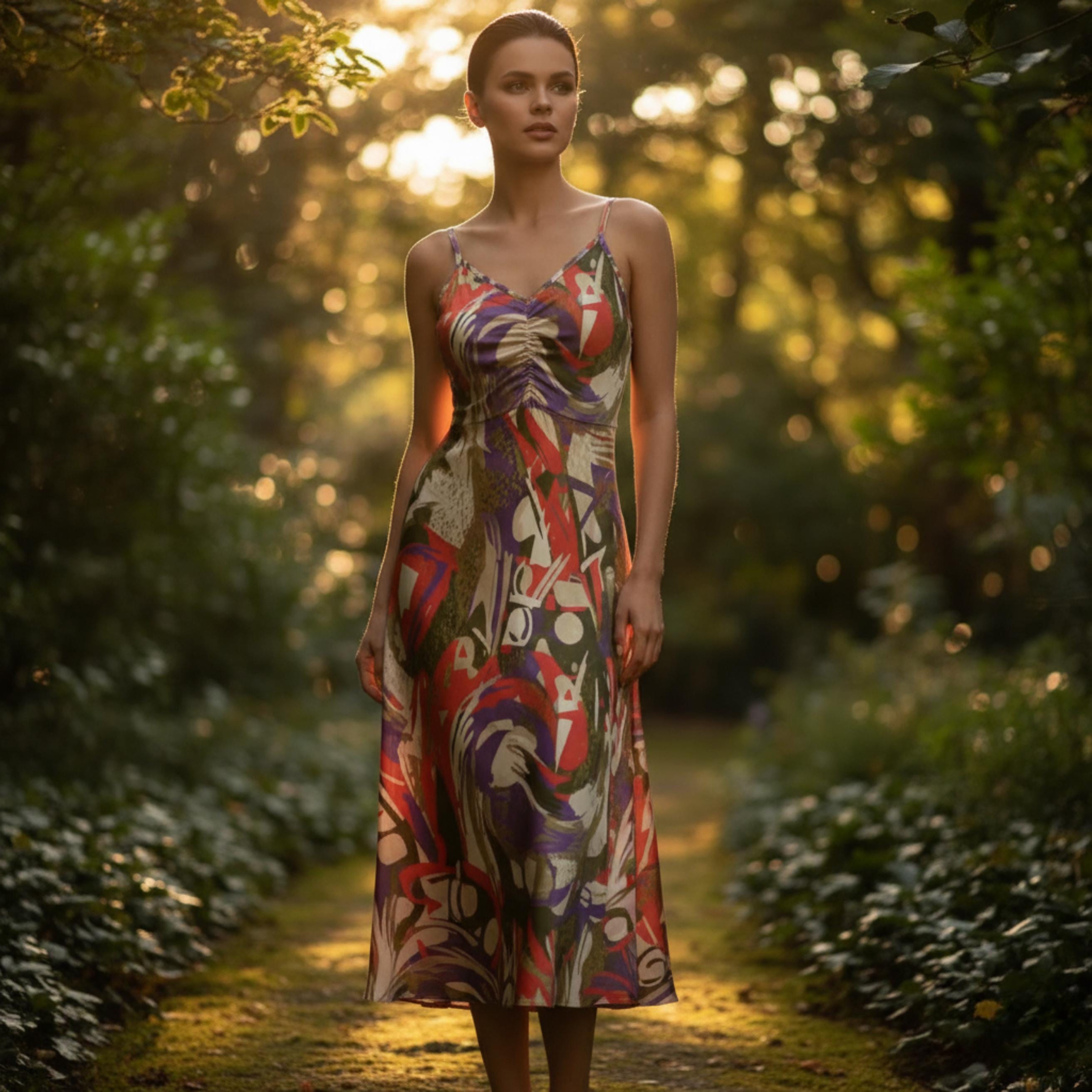 Abstract Swirl A-Line Dress | Colorful Gallery Resort Dress