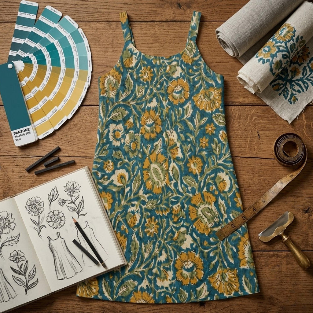 Cotton Floral Midi Dress | Sleeveless Loose Fit Summer Sundress