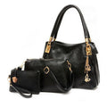 Women's three-piece PU handbag, messenger bag and purse set