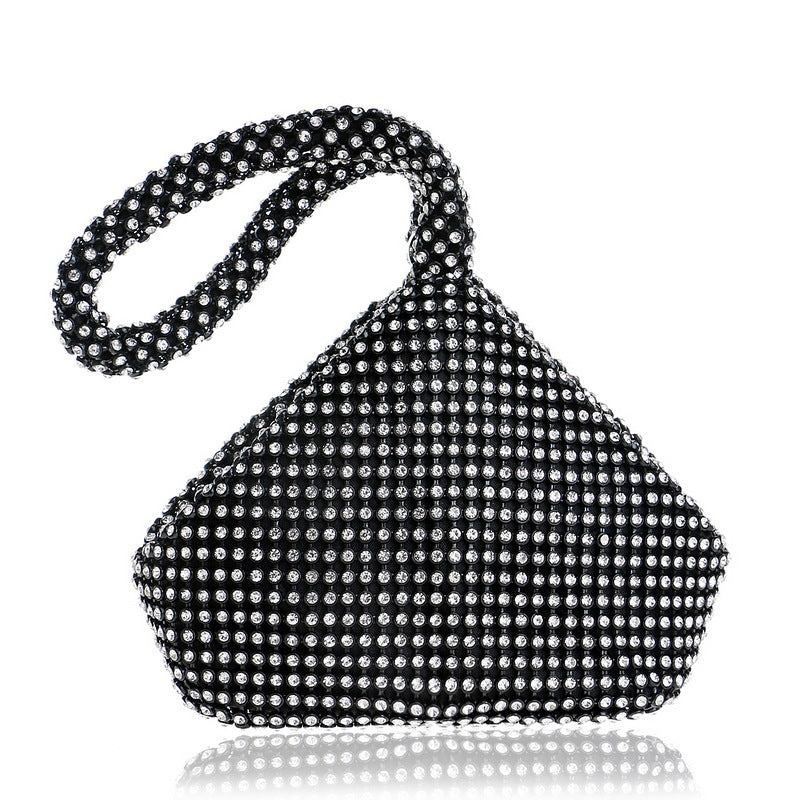 Women's rhinestone wristlet evening bag in gold, silver or black