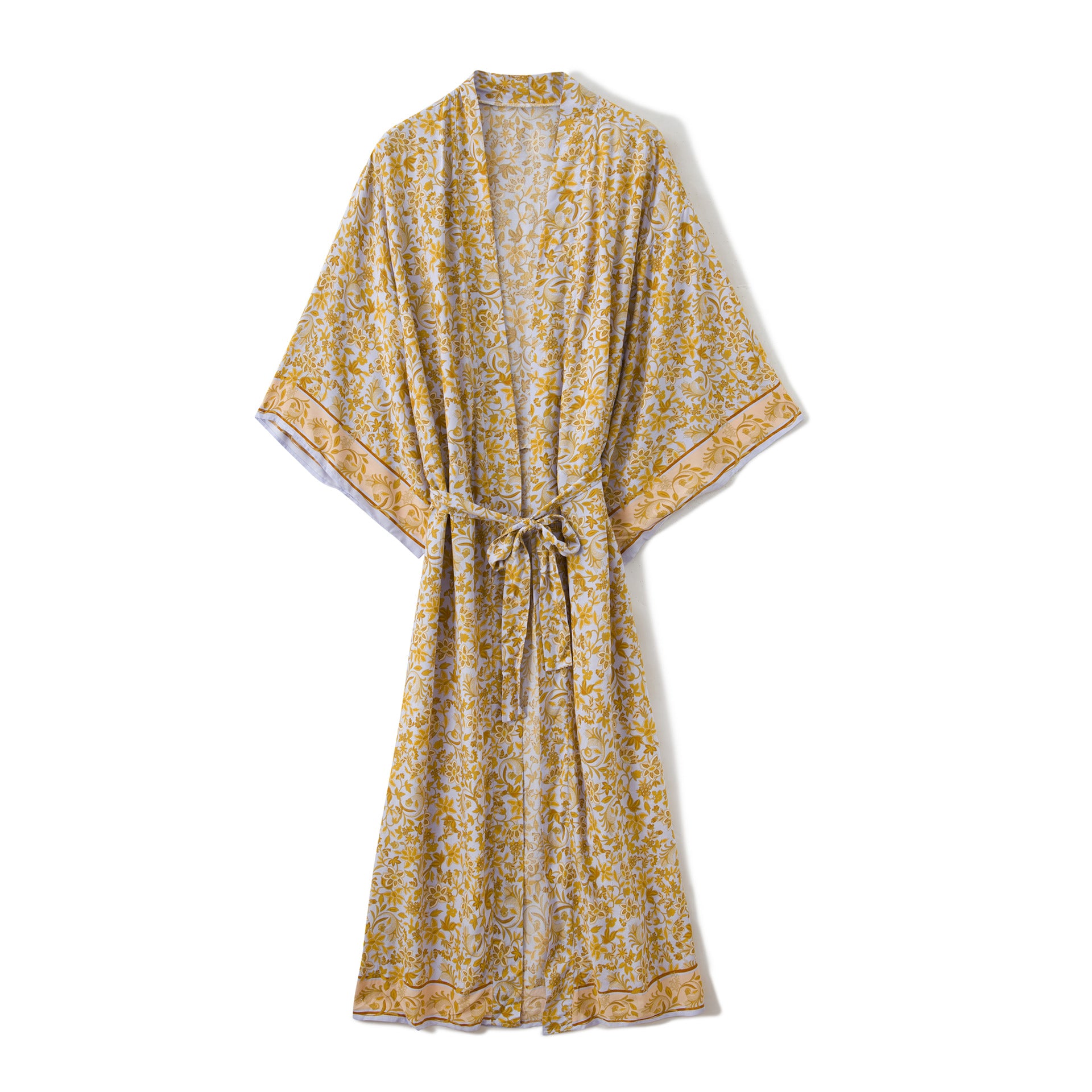 Women's 100% cotton printed long kimono