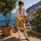 Amalfi Lemon Yoga Leggings | Mediterranean Coastal Activewear