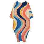 Retro Wave Kaftan Dress | Colorful 70s Resort Maxi Dress