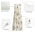 Lighthouse Cotton Midi Dress | Mediterranean Coastal Pocket Dress