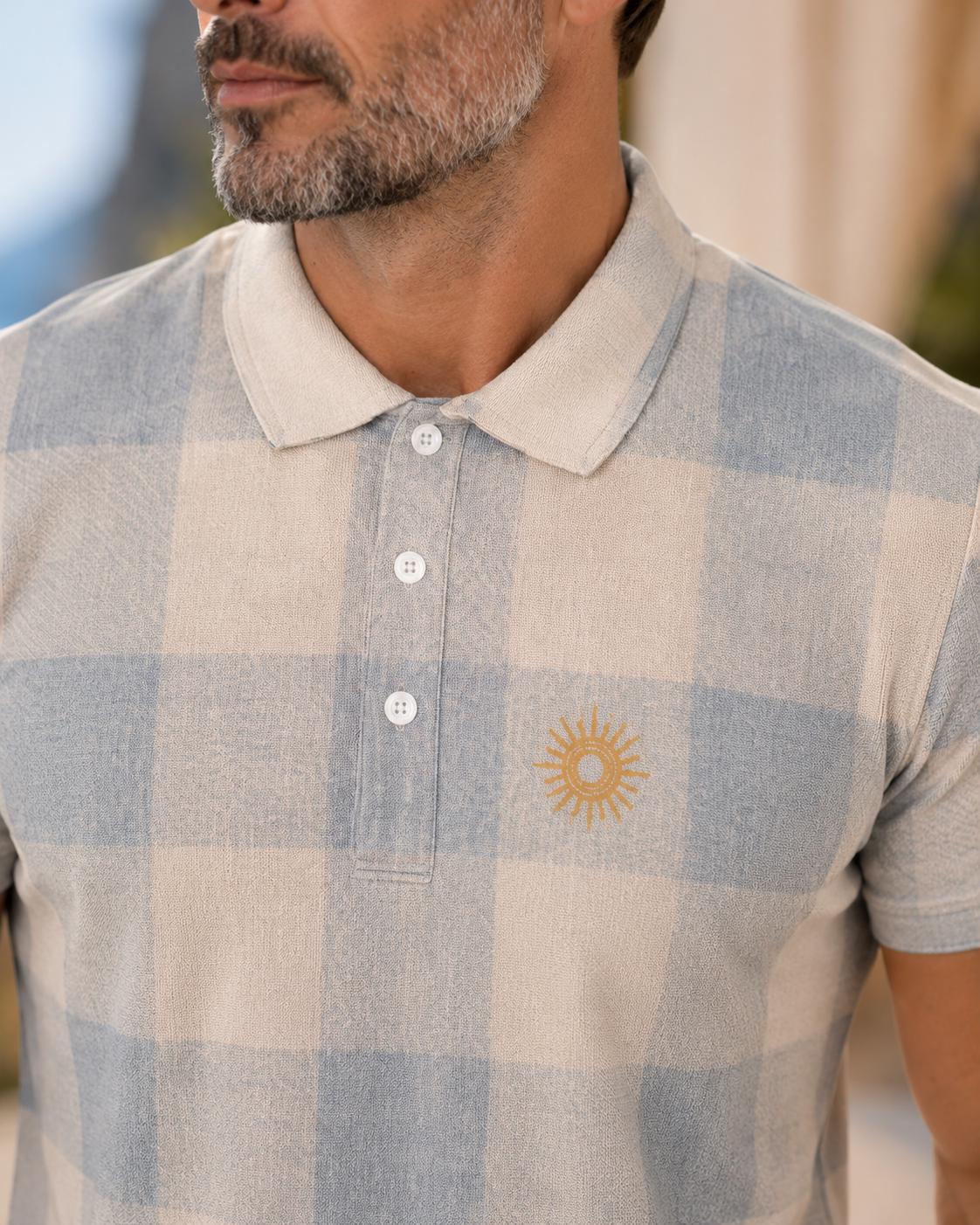 Men’s Coastal Plaid Polo Shirt | Nautical Resort Golf Top