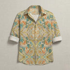 Baroque Print Button-Down Shirt | Unisex Vintage Statement Top