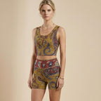 Boho Paisley Yoga Set | High Waist Shorts & Crop Top