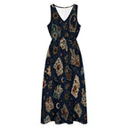 Moonlit Navy Maxi Dress with Pockets | Celestial V-Neck Dress
