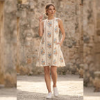 Retro Floral A-Line Mini Dress | Sleeveless Dress with Pockets
