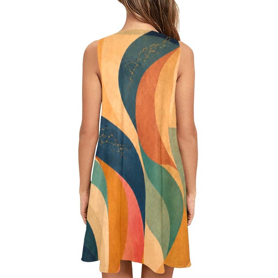 70s Abstract Art A-Line Mini Dress product information
