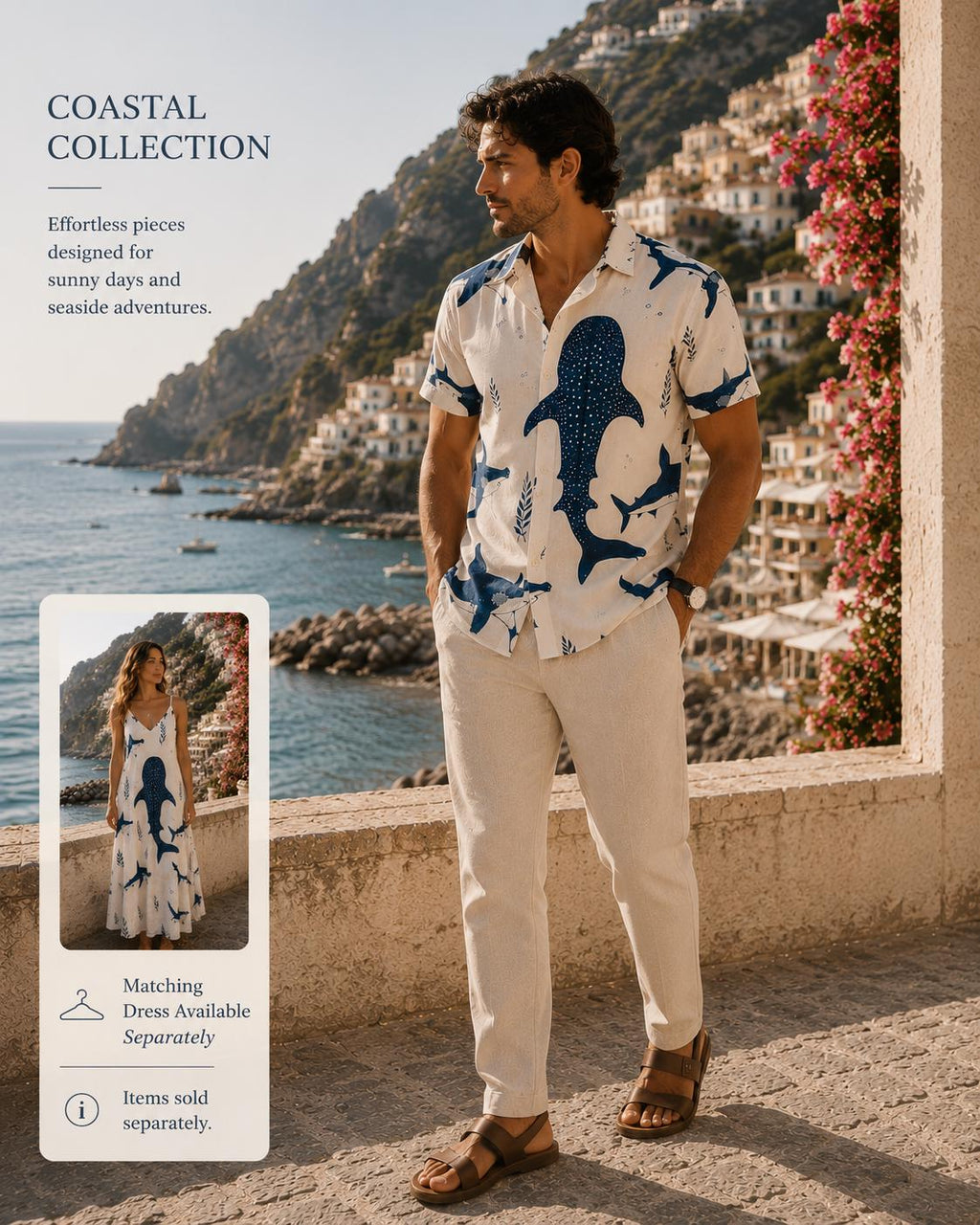 Men’s Whale Shark Cotton Resort Shirt | Coastal Ocean Button-Up