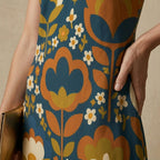 Retro Floral Maxi Slip Dress | 70s Boho Vacation Dress