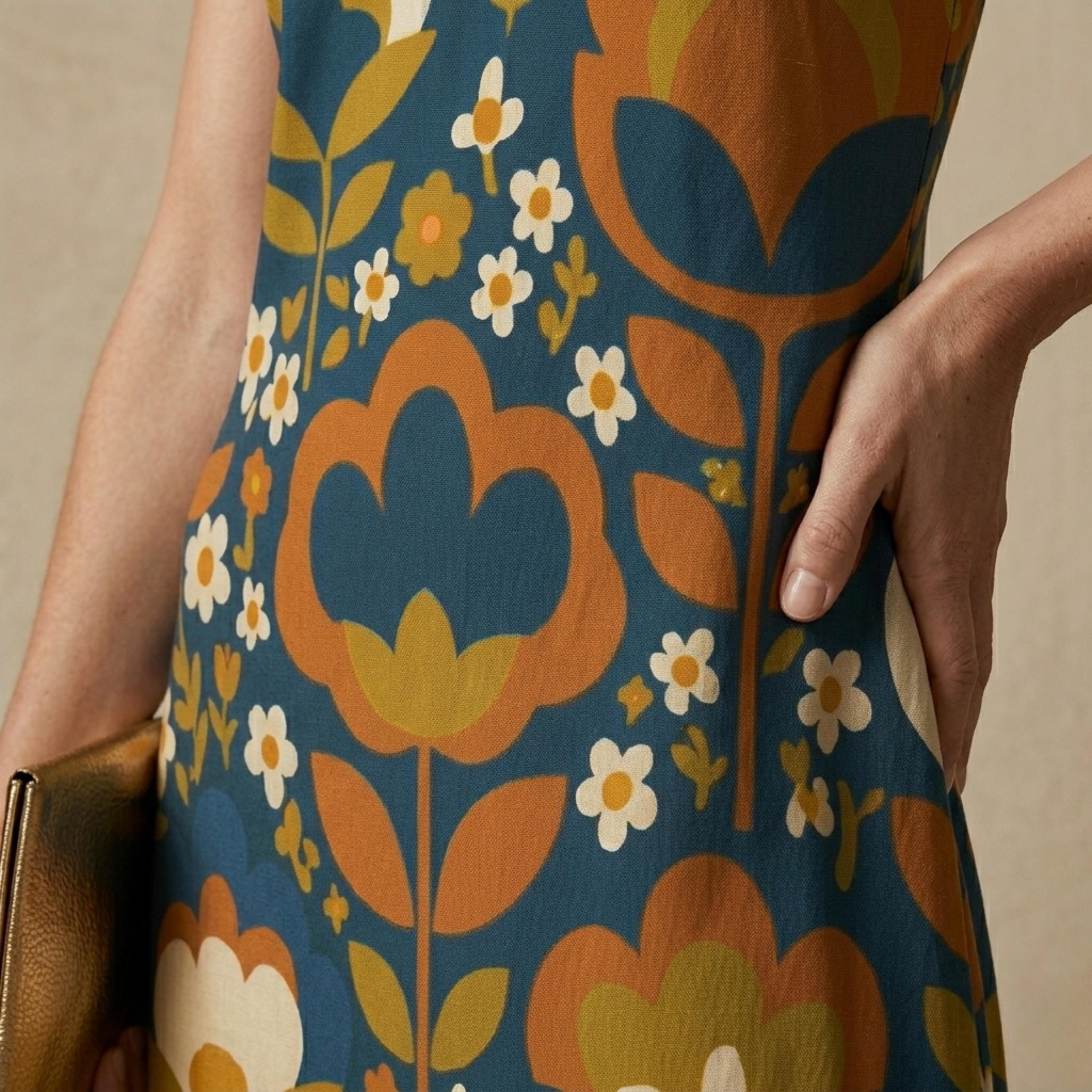 Retro Floral Maxi Slip Dress | 70s Boho Vacation Dress