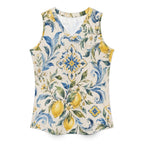 Mediterranean Lemon V-Neck Top | Amalfi Sleeveless Blouse