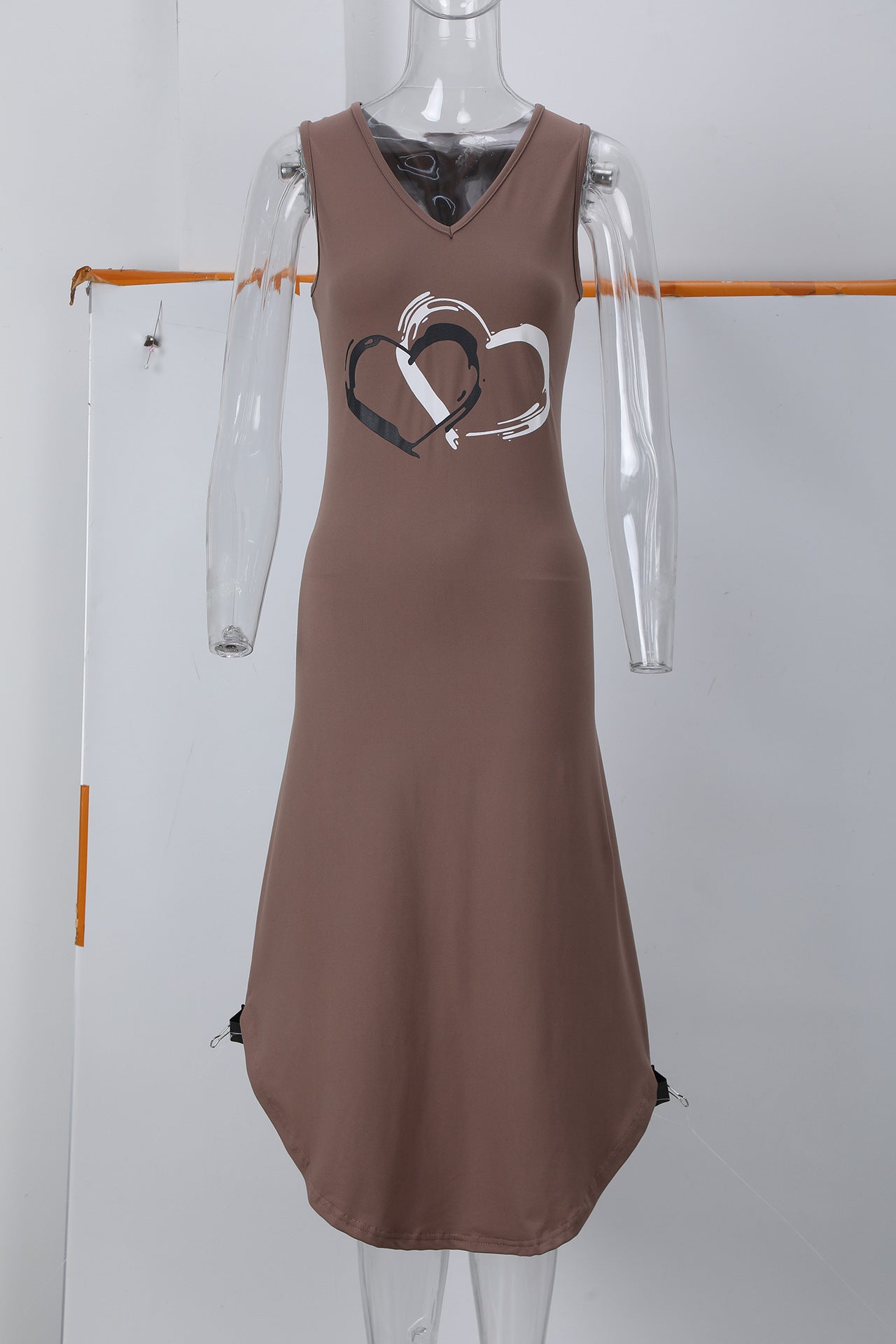Sleeveless Printed U-Neck Maxi Dress