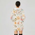Watercolor Floral Hoodie Dress | Long Sleeve Casual Sweatshirt Dress