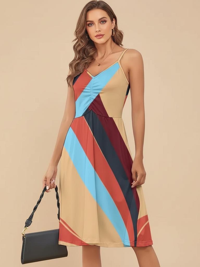 Retro Color Block Maxi Dress | Artistic Resort Sundress