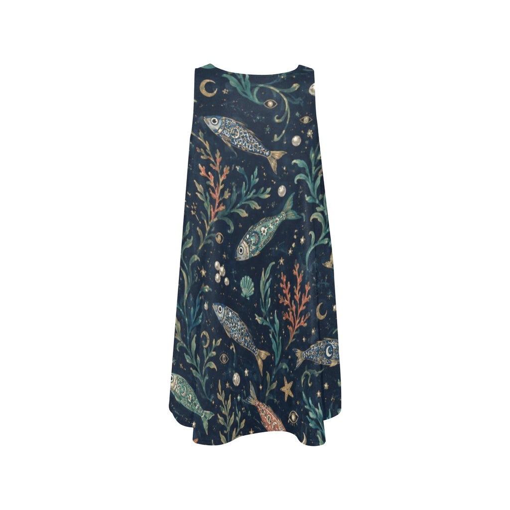 Midnight Mosaic A-Line Mini Dress with Pockets | Wearable Art