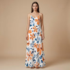 Boho Floral Maxi Sundress with Pockets | Sleeveless Vacation Dress