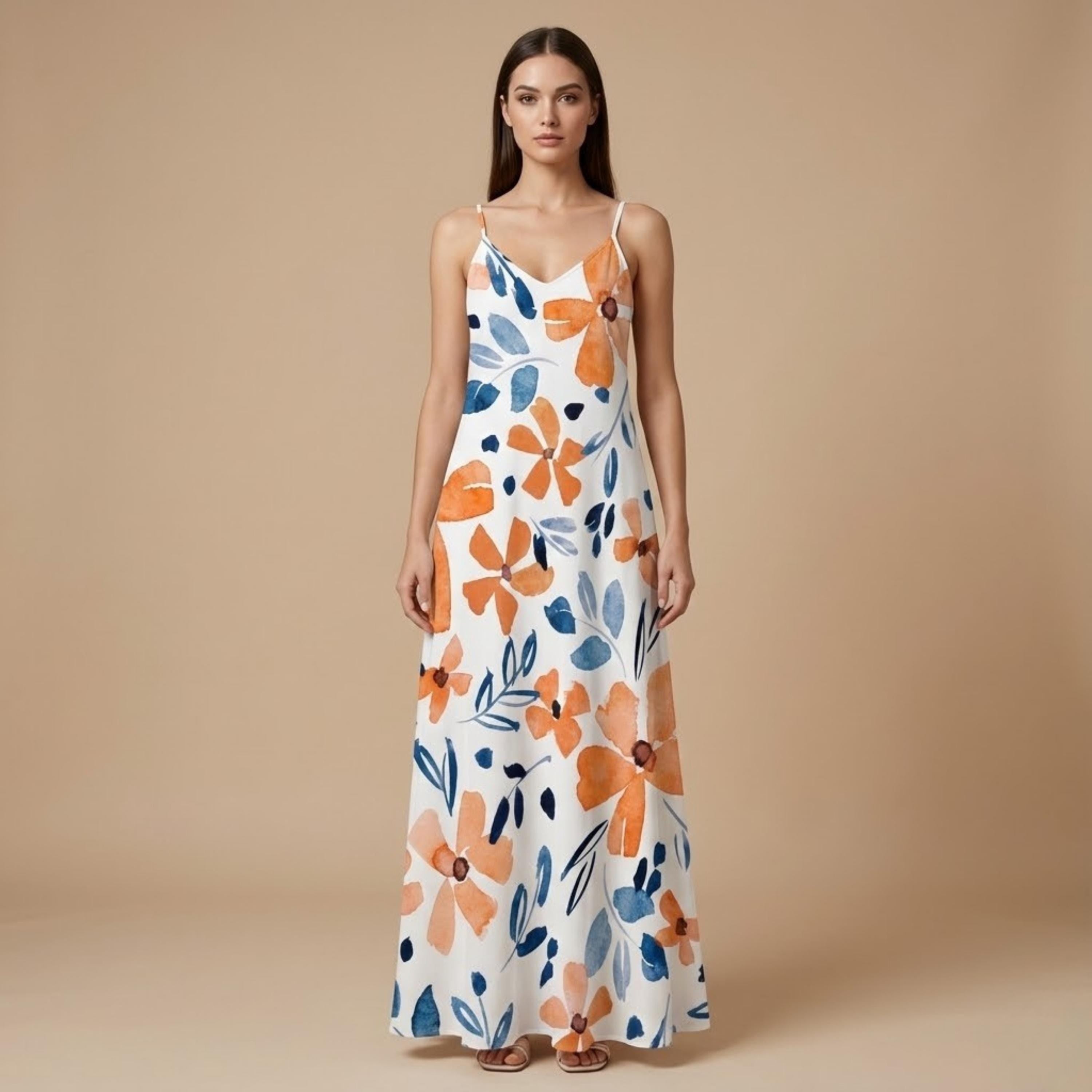 Boho Floral Maxi Sundress with Pockets | Sleeveless Vacation Dress