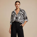 Zebra Print Button-Down Shirt | Relaxed Monochrome Blouse