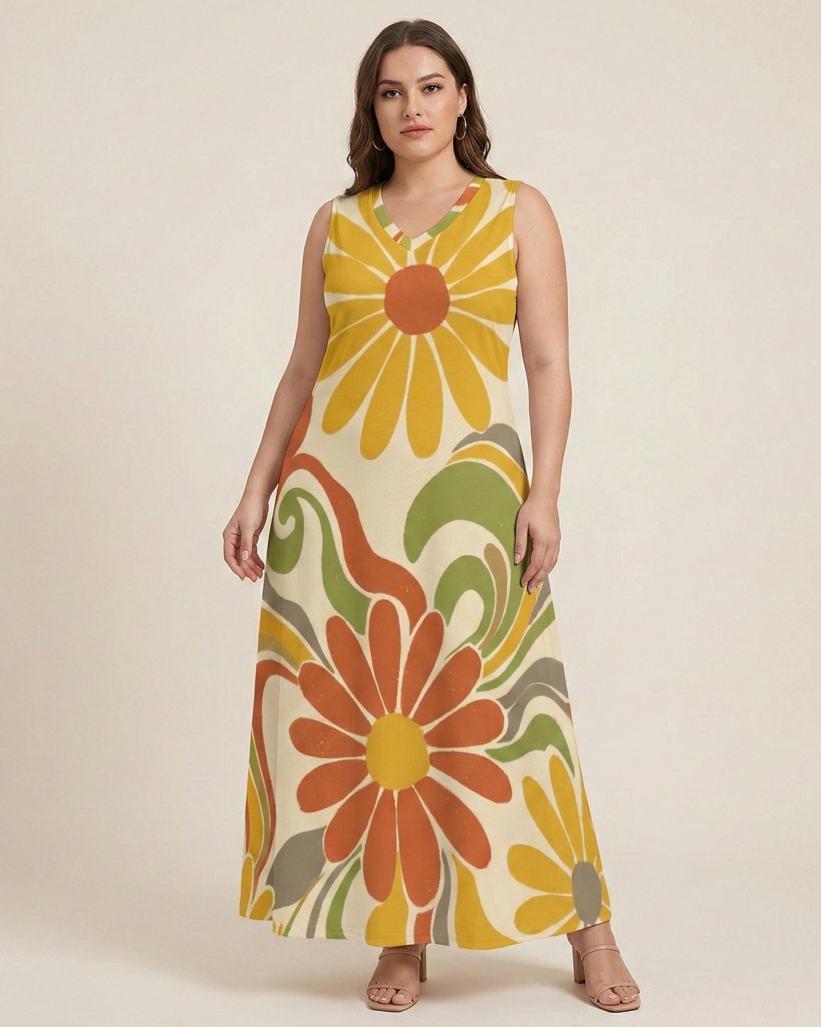 Retro Floral Maxi Dress | Boho Sleeveless Summer Dress