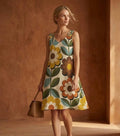 Retro Floral Mini Dress | Sleeveless Resort Vacation Dress