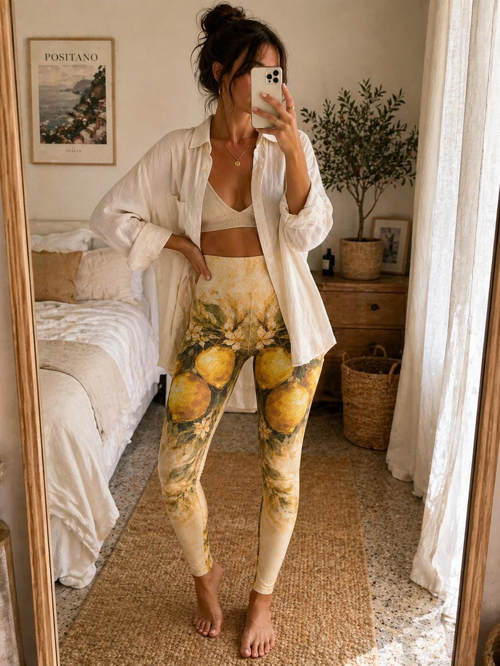 Amalfi Lemon Yoga Leggings | Mediterranean Coastal Activewear