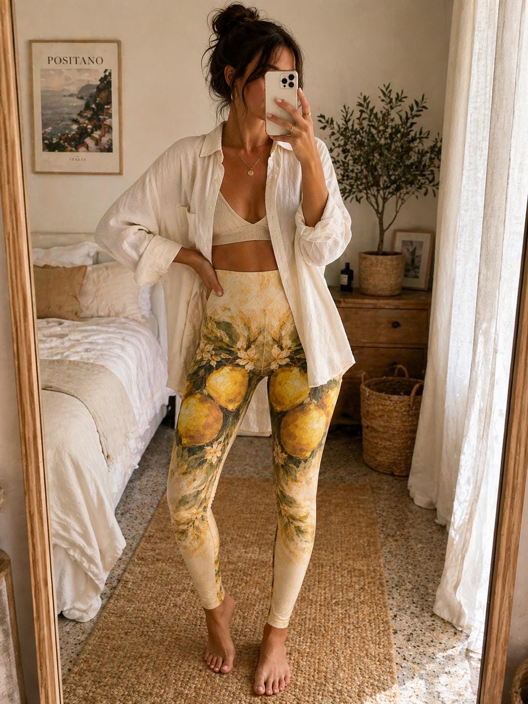 Amalfi Lemon Yoga Leggings | Mediterranean Coastal Activewear