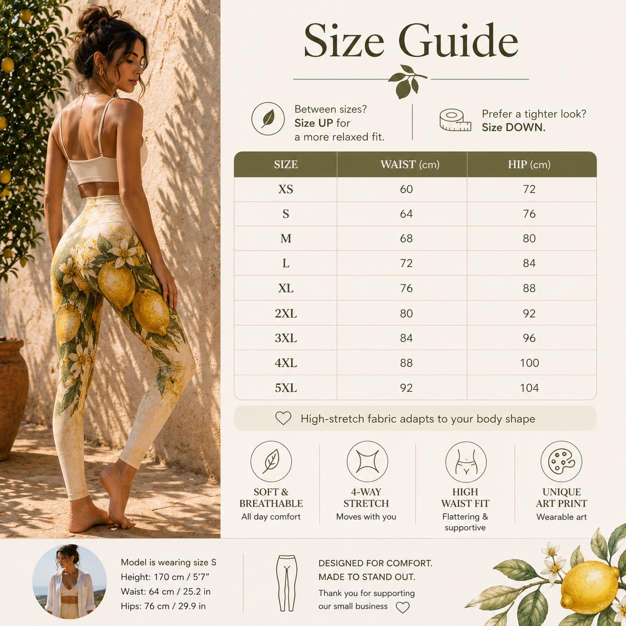 Amalfi Lemon Yoga Leggings | Mediterranean Coastal Activewear